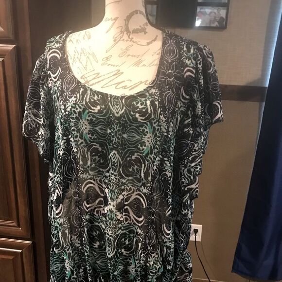 Faded glory size 4X sheer abstract blouse - Picture 9 of 10